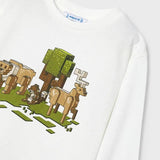 Camiseta Niño Manga Larga Píxeles Nata ECOFRIENDS Mayoral 4054°