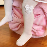 Leotardos Algodón Con Lazo Lateral Blanco