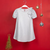 Vestido Fantasía Plata Con Moño