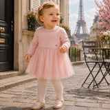 Vestido Combinado Tul Purpurina Rosé Mayoral 2806°