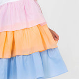 Vestido Bloques de Color Naranja/Rosado/Celeste
