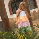 Vestido Bloques de Color Naranja/Rosado/Verde