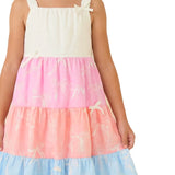 Vestido Pastel con Estampado de Moños y Volantes 6268