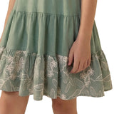 Vestido Bicolor Salvia con Bordado Floral 7280
