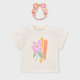 Camiseta Con Balaca Orquídea Hueso Mayoral 3010