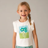 Camiseta Floral Con Apliques Crudo Mayoral 3023