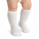 Calcetines Altos Extrafinos Perlé Calados Blanco