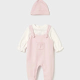 Conjunto Pelele Peto Con Gorro Rosa Cuarzo Mayoral 2602