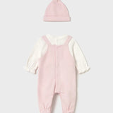 Conjunto Pelele Peto Con Gorro Rosa Cuarzo Mayoral 2602